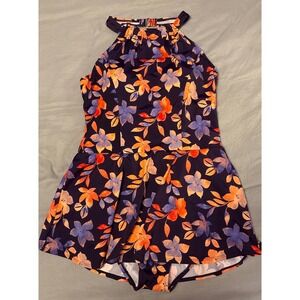 d&co Beach Women Floral Swimdress One Piece Swimsuit Halter Size 10